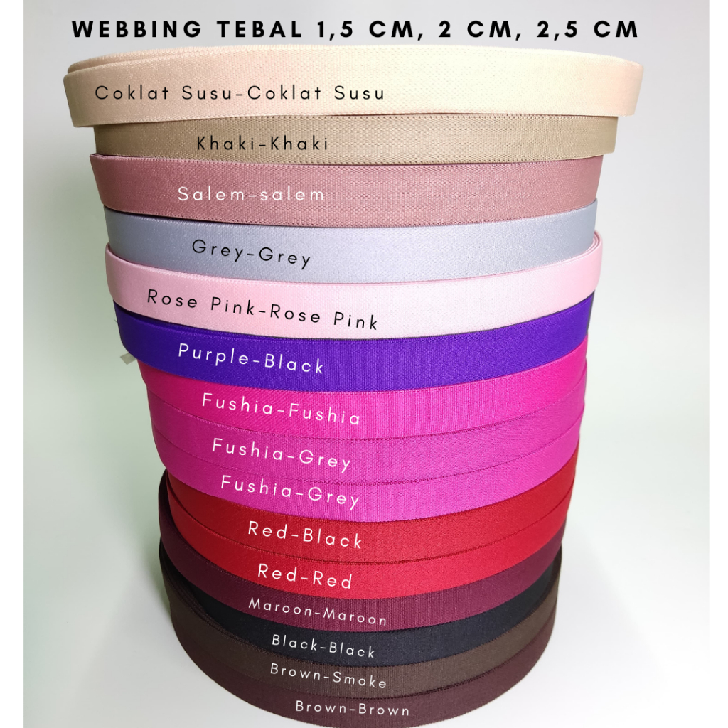Tali Webbing | webbing elastis tebal | karet elastis | webbing | 1,5cm, 2cm, 2,5cm