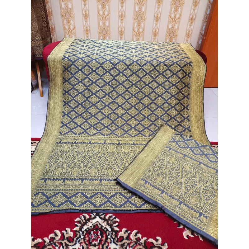 Songket benang 1 asli pandai sikek exclusive warna abu gold