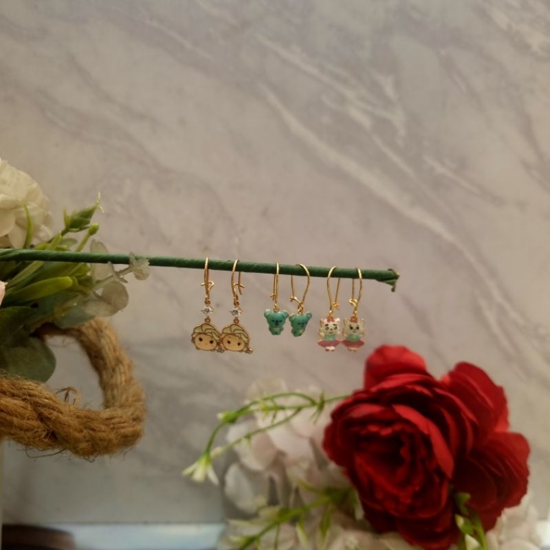 Anting kait anak emas asli kadar 8k/37.5%