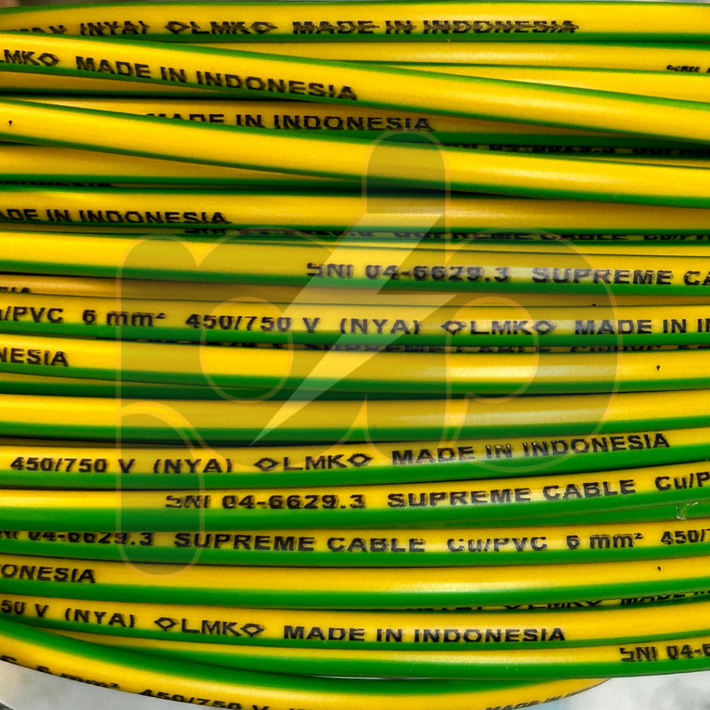 Kabel Grounding 6 mm Supreme / Kabel Grounding NYA 6mm Merk Supreme / Kabel NYA Kuning Hijau