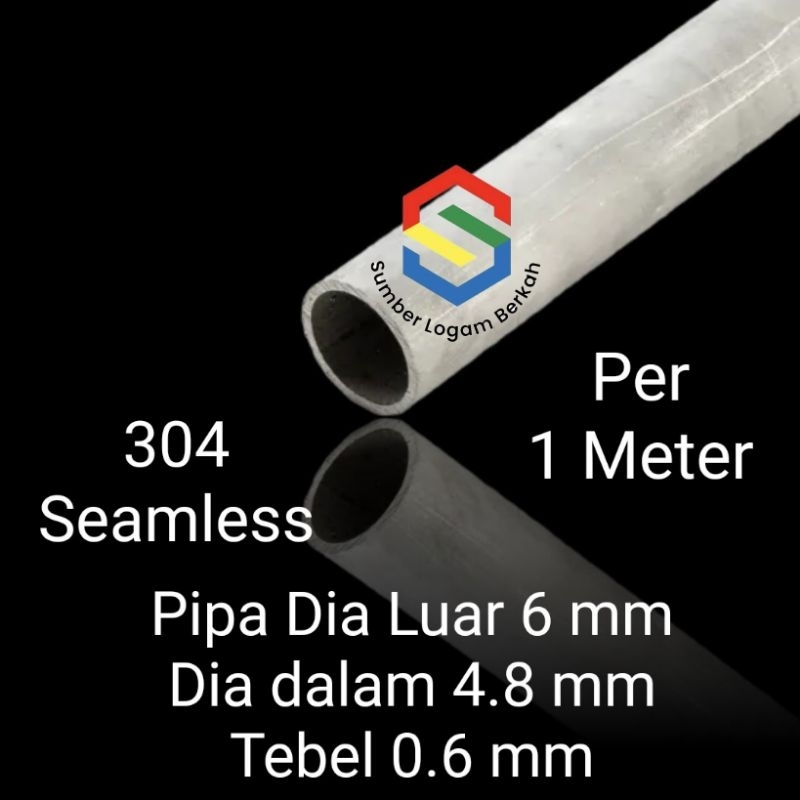 pipa seamless 6 mm stainless steel 304