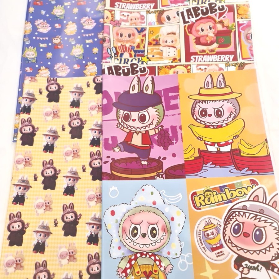 

kertas kado labubu 1 set isi 4 motif bungkus kemasan perlengkapan pesta baru new trending hype