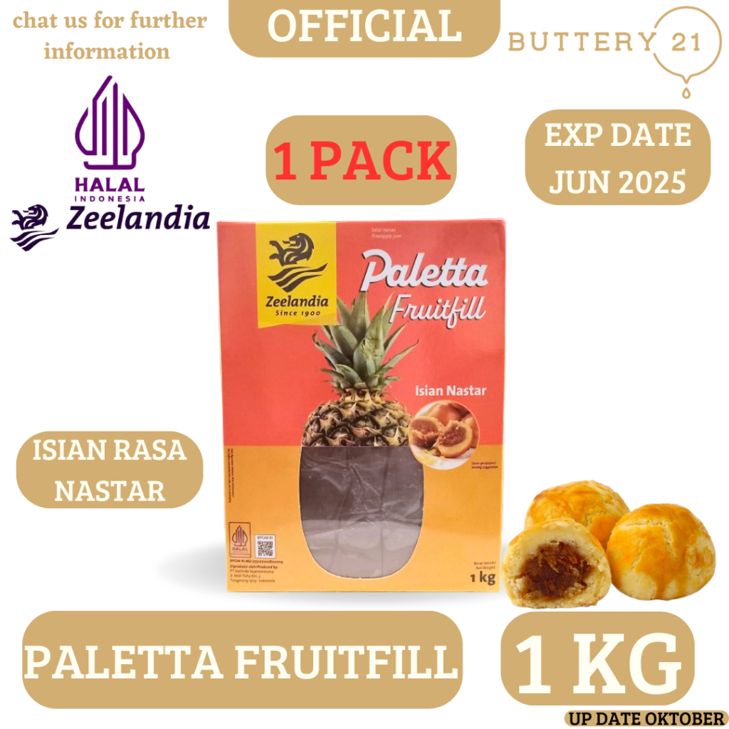 

PALETTA FRUITFILL NASTAR 1 KG/ZEELANDIA PINEAPPLE JAM/SELAI NANAS/NASTAR/ISIAN KUE NASTAR