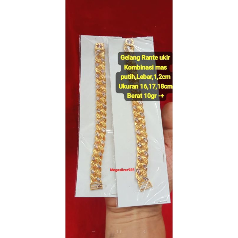 gelang sisik naga kopong,kombinasi mas putih,asli ( perak 925 )