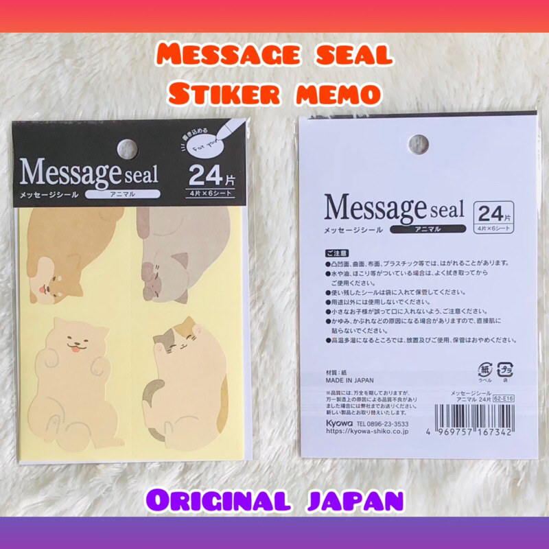 

memo stiker message sticker isi 24pcs motif kucing made in japan