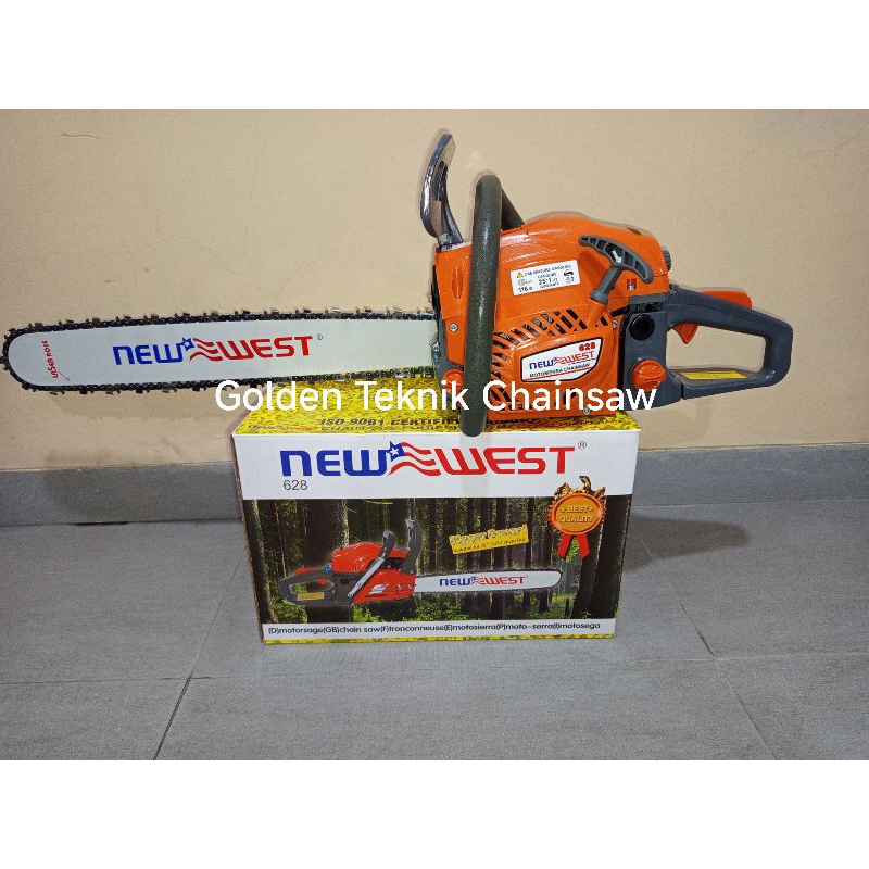 Chainsaw New West NW 628 Bar 22 " Komplit Mesin Senso New West 628