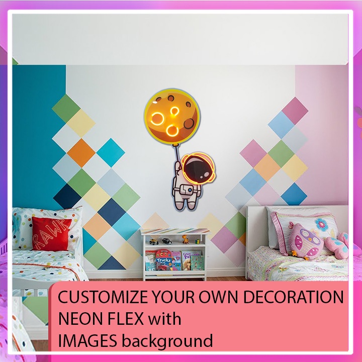 Hiasan Dinding Neon Flex Custom Highlight Dengan Background Gambar
