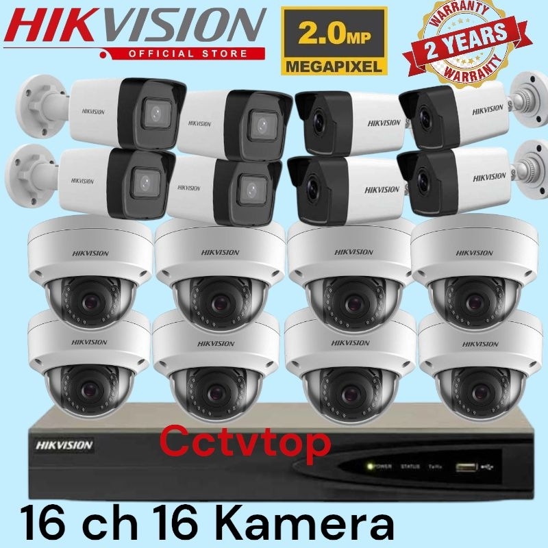 PAKET IP KAMERA HIKVISION POE 16 CH 16 KAMERA 2MP GARANSI RESMI HIKVISION ORIGNAL