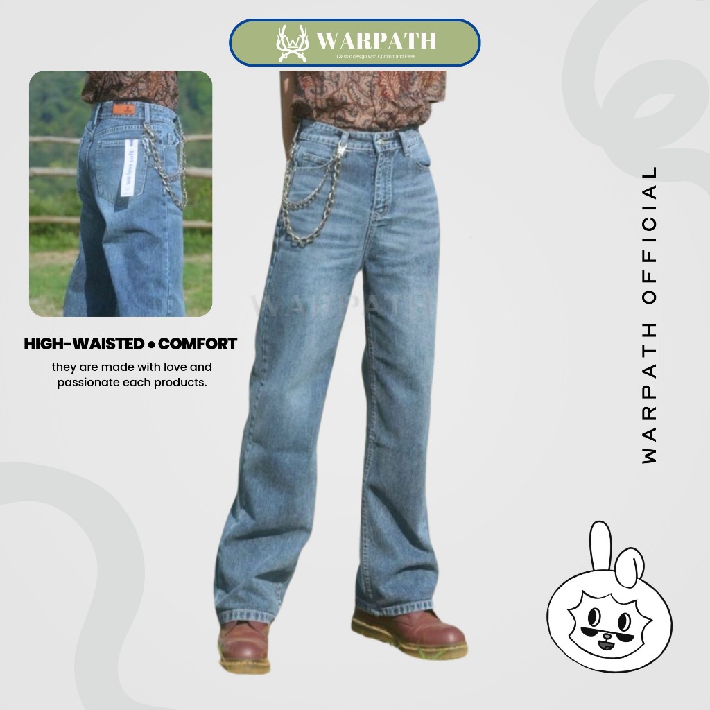 WARPATH - Celana Jeans Pria Panjang Baggy Jeans Swaggy 8122 Straight Pants Loose Cowok Fit Jumbo