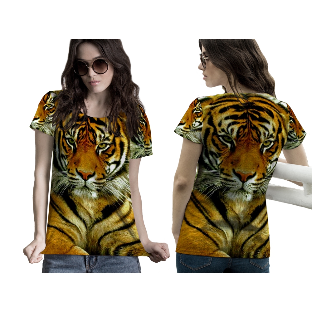 Kaos Harimau | Baju Kaos Wanita Harimau Lengan Pendek | Baju Motif Harimau
