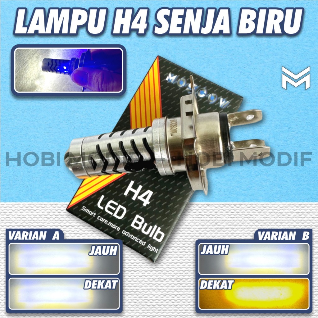 Lampu Utama LED Laser Gun Motor AC DC Lasergun H4 Senja Biru Motor Mobil Hi Lo 2 Warna Bebek Matik M