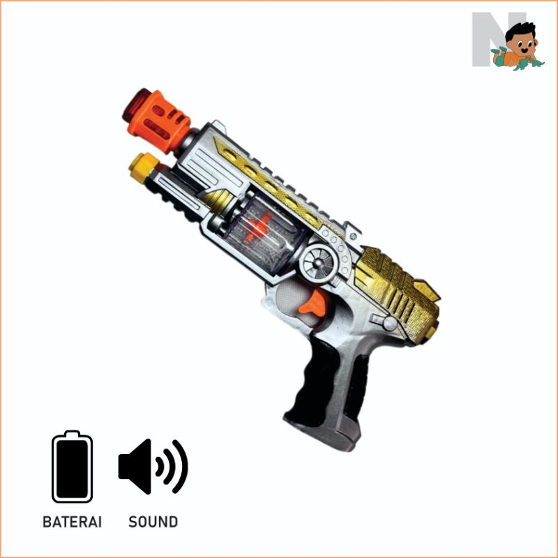 MAINAN PISTOL ANAK / PISTOL BUNYI DAN LAMPU / MAINAN PISTOL BATERAI / MAINAN PISTOL BISA BUNYI  SERT