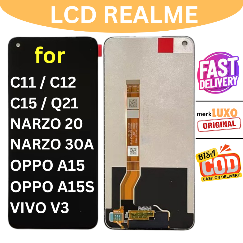 LCD REALME C11/C12/C15/Q2I/NARZ* 20/30A/OPP* A15/S /VIV* V3 UNIV FULLSET TOUCHSCREEN GARANSI IMPORT