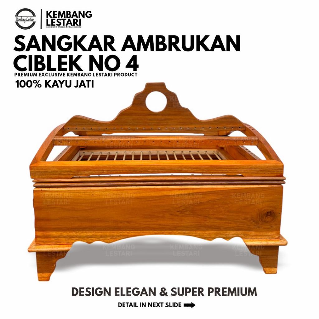 Sangkar Burung kayu Jati Sangkar Ciblek No 4 Sangkar Prenjak Sangkar Kotak Full Set Ambrukan