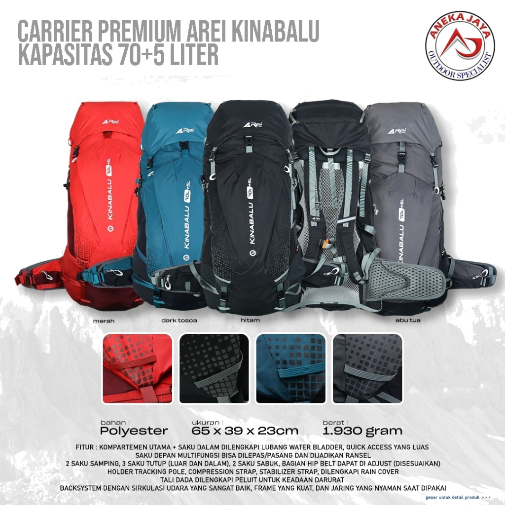 CARRIER AREI KINABALU 70 + 5 LITER