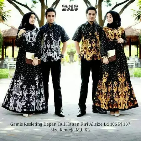 Set - Sania Ruffle Batik 2518 Couple by Kebaya Simbok Gamis Batik Busui Kondangan Premium katun Halu