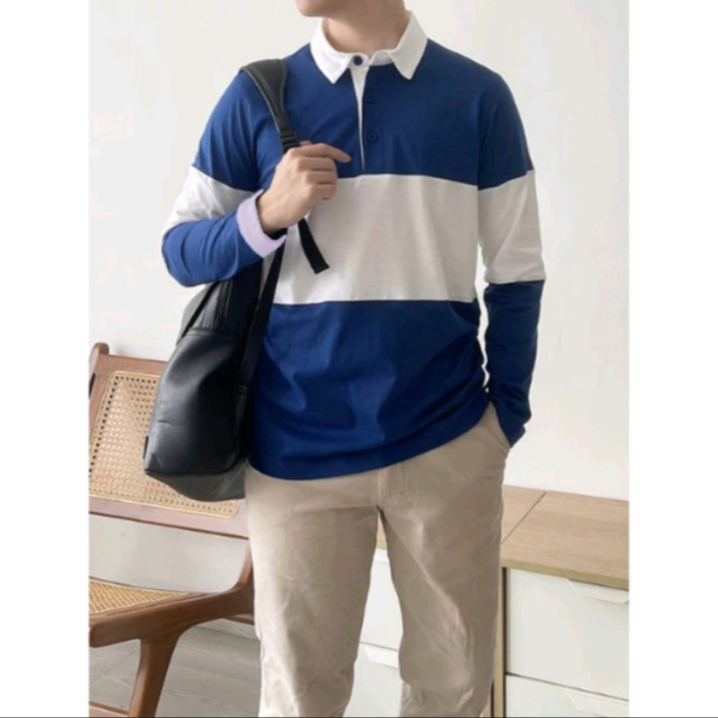 Longshirt Rugby Vintage Sweatshirt Pria Kaos Polo Pria dan Wanita Kaos Oversize Rugby Shirt