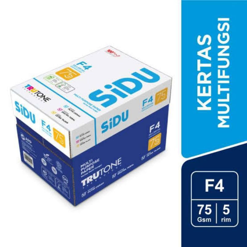 

SiDU Kertas Fotocopy F4 75 GSM - 1 Boks = 5 Rim