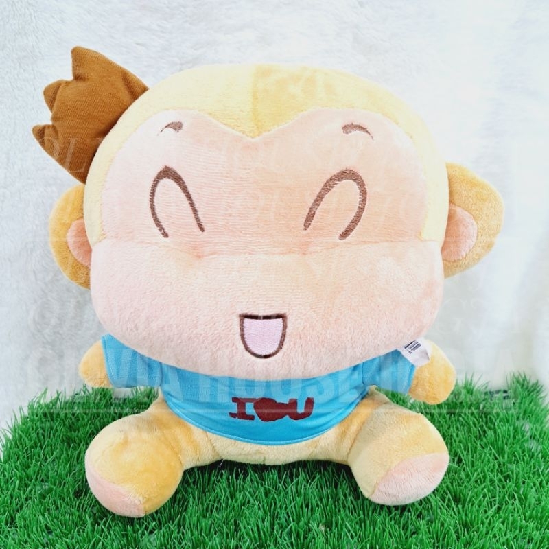 Boneka Monyet Yoyo Boneka Monkey Baju Biru Love Boneka Monyet Chubby
