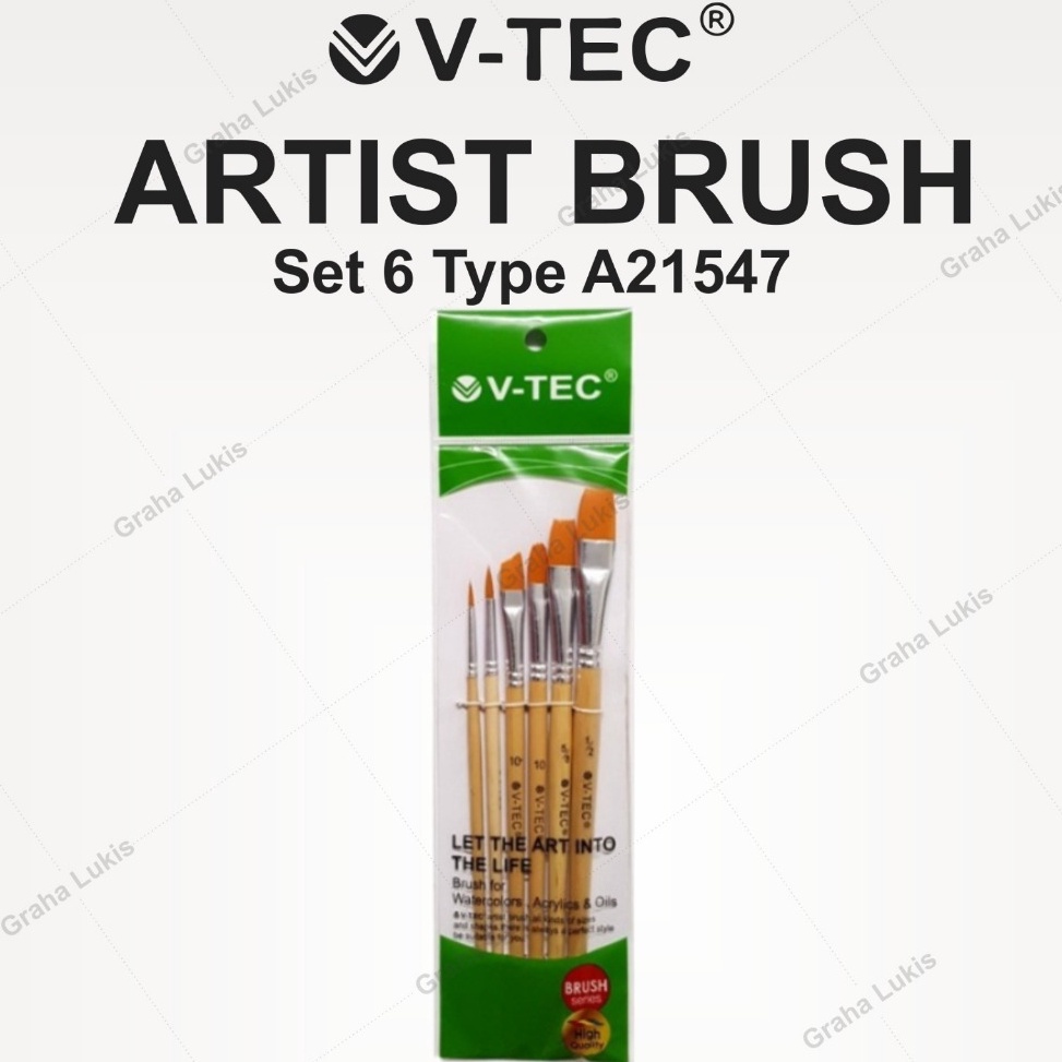 

KODE E85O VTec Brush A21547 Set 6 Kuas Lukis Set 6