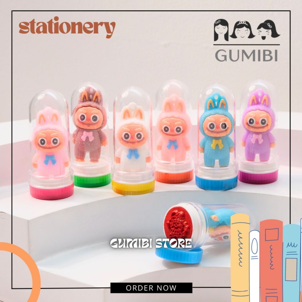 

CAP STEMPEL ANAK KARAKTER LABUBU FREE BONEKA LABUBU MINI CAP STAMP TINTA MERAH MOTIF LABUBU LUCU TERMURAH