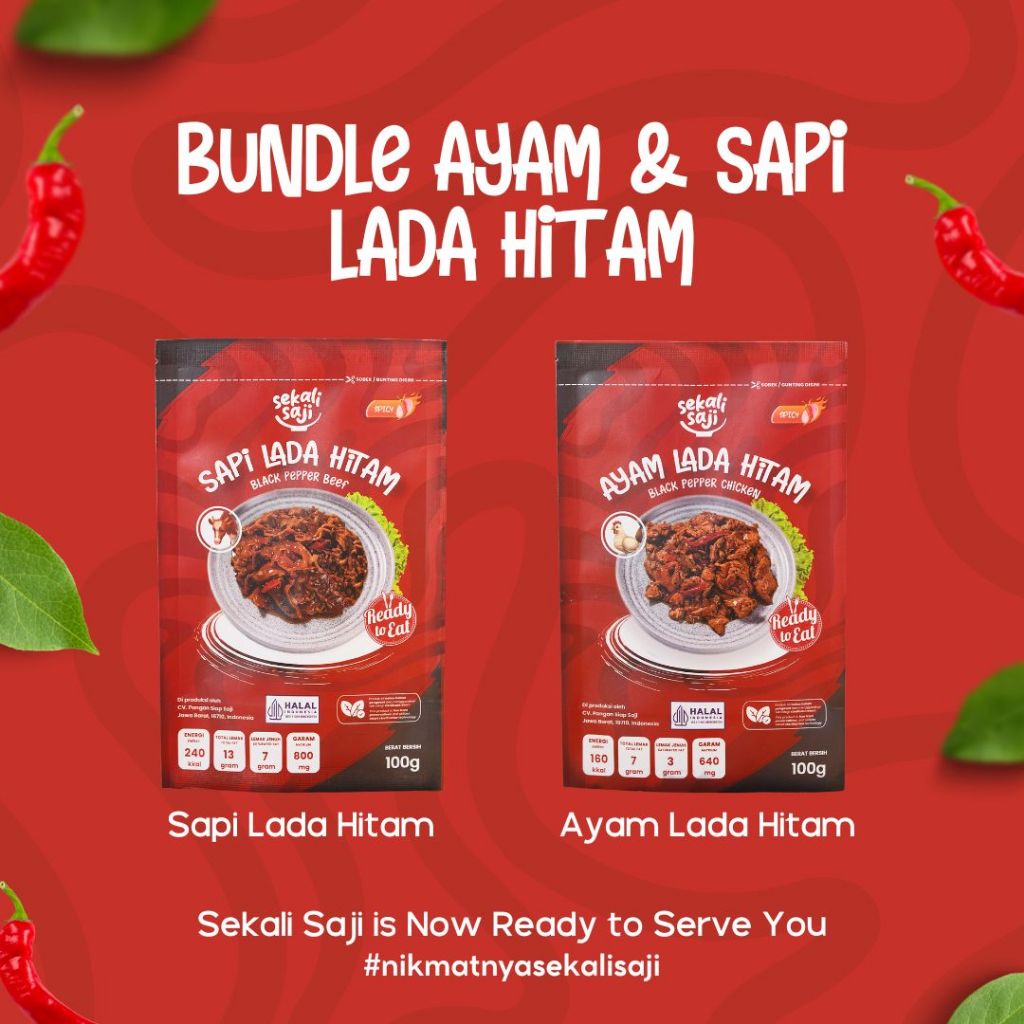 

SEKALI SAJI - Bundling Lada Hitam Isi 2 Lauk Instant 100gr Makanan Siap Saji Lauk Pauk Mateng Halal