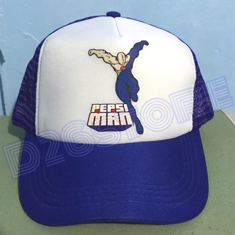 Topi Pepsiman Game Gaming Gamer Classic Trucker Hat Pepsi Man Running Topi Jaring premium