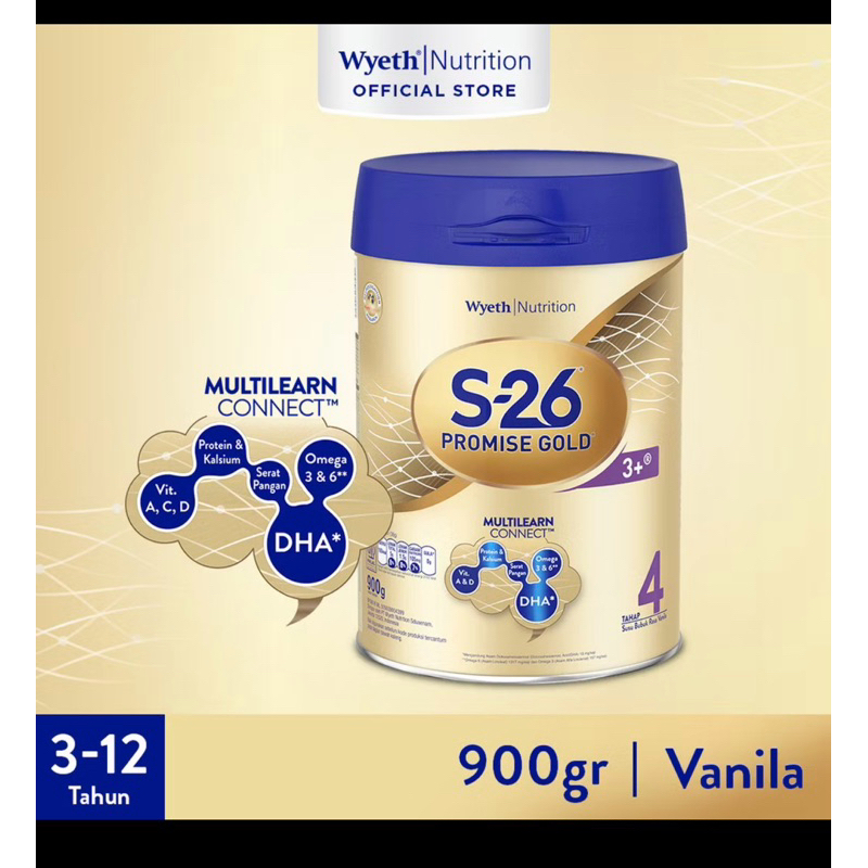 

S-26 Promise GOLD Tahap 4 Vanila Susu Pertumbuhan Anak Usia 3-12 Tahun, Kaleng 900 gr