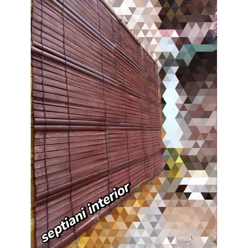 Tirai bambu gulung,sudah di cat warna Coklat, berbagai macam ukuran/tirai bambu murah/kere bambu