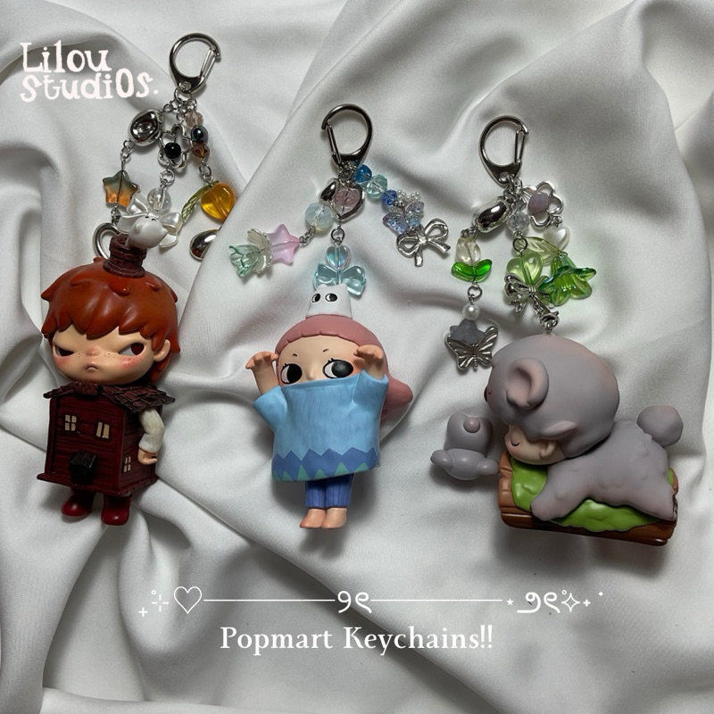 liloustudi0s // Popmart Keychain Dimoo Hirono Nyota Bead Official Trinkets Aestethic Trend Viral Y2k