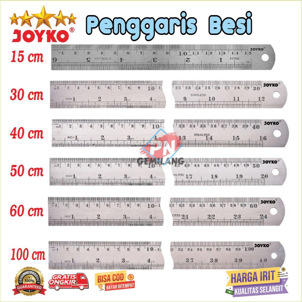 

PENGGARIS Stainless, Penggaris BESI JOYKO, Stainless Steel Ruler, MISTAR BESI, PENGGARIS 30 CM