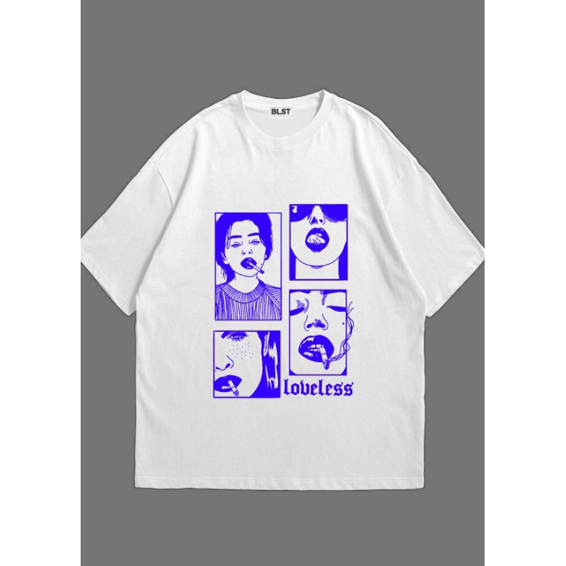 Kaos putih oversize "Loveless"