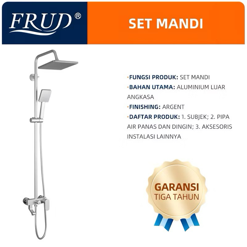 FRUD R24001 Shower Tiang Set Rain Shower Kamar Mandi Set Tiang Sower