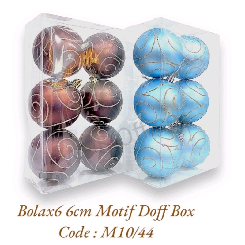 Hiasan Natal Bola 6cm isi 6 Motif Doff M10/44 - Hiasan Natal - Hiasan Bola Natal - Hiasan Natal Bola