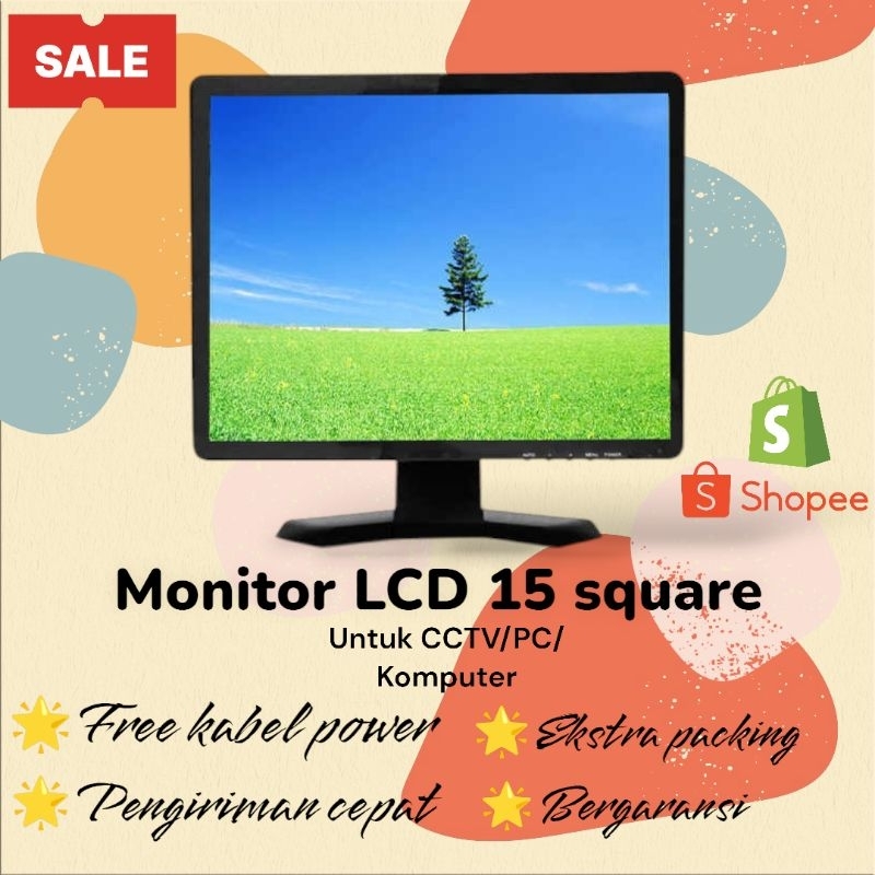 Monitor Lcd/Led 15 inch square(kotak) bisa untuk cctv/pc/komputer