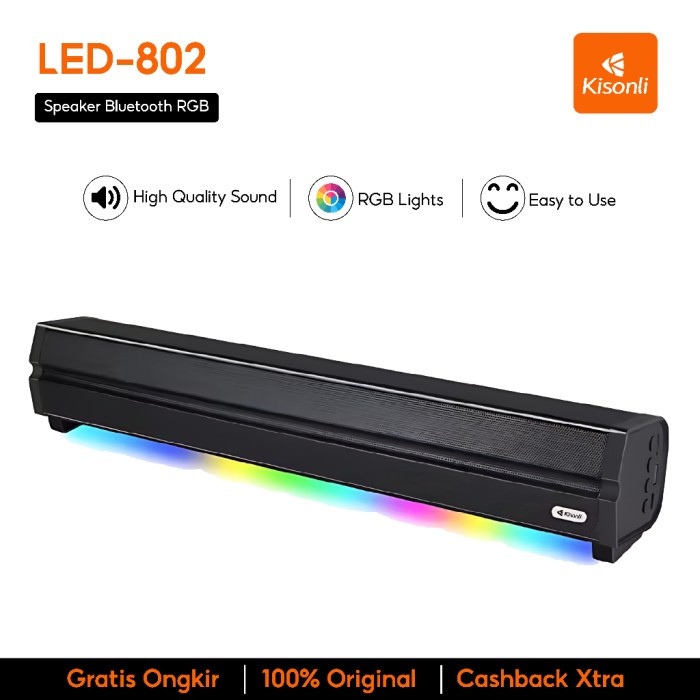 New!! Kisonli Speaker Bluetooth/Komputer Led-802 Soundbar Portable 5.3 Super Bass