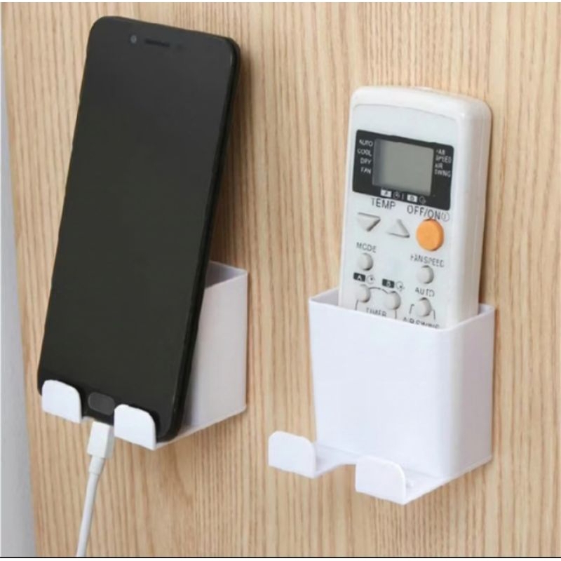 Rak Holder Tempel Dinding 2IN1 / Kotak Penyimpanan Tempat Charger Hp