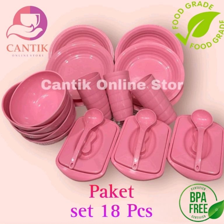 Model Unik Prasmanan set isi 18 pcs 6pcs Piring6 Pcs Mangkok3 Pcs Basi Mini 5ml 3 Pcs Gelas Ulir Fre