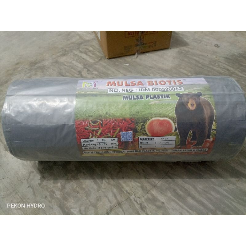PLASTIK MULSA BIOTIS LEBAR 100 CM - PANJANG 474 METER - 15 KG - 30 MIKRON HITAM PERAK