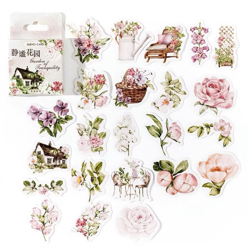 

[MIUKIEE] 46Pcs GARDEN OF FRANQUILITY Sticker Decoration for Journaling