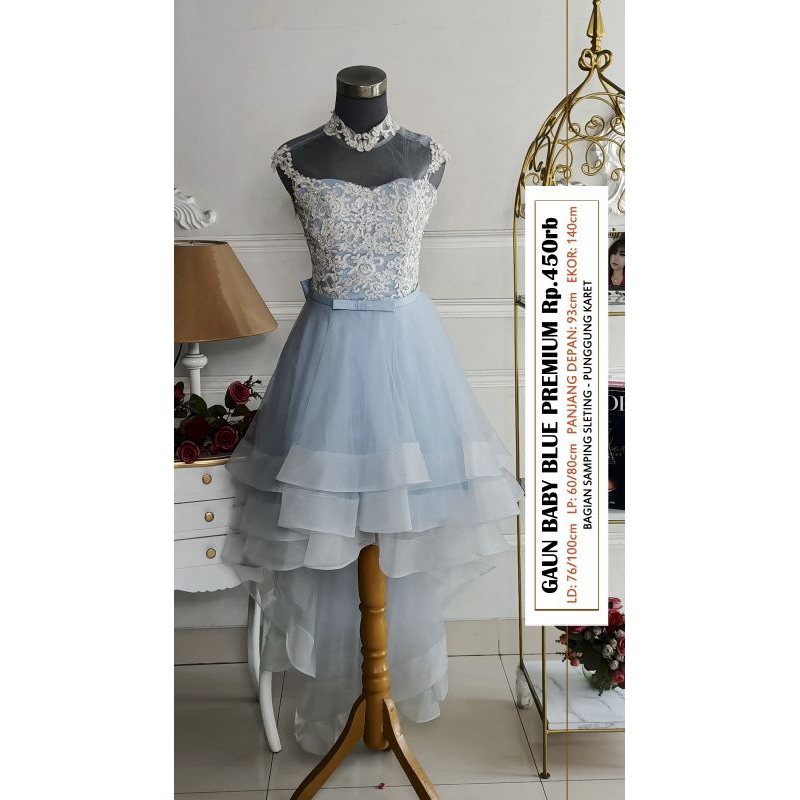 (GRATIS ONGKIR) GAUN BABY BLUE PREMIUM/GAUN PESTA PRELOVED/GAUN SISTER/GAUN BRIDESMAID/GAUN PESTA BE