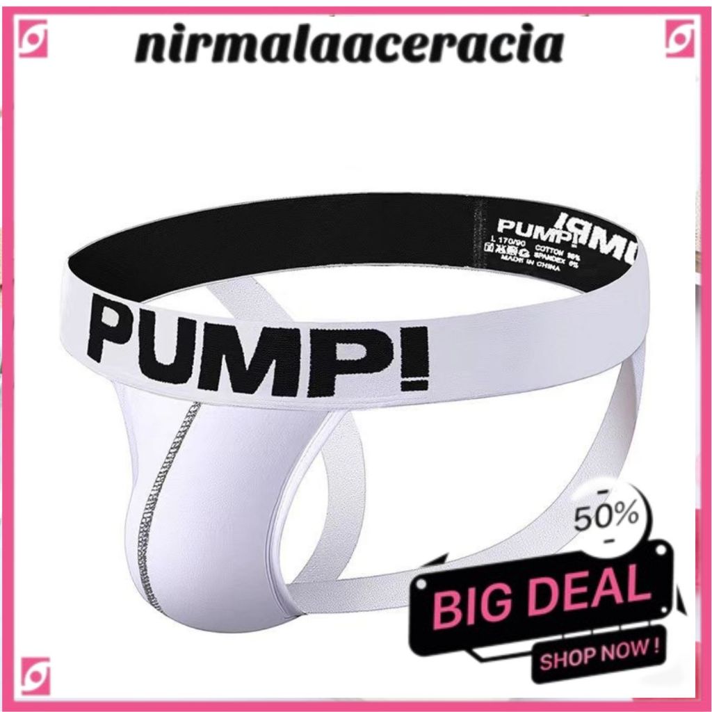 CELANA DALAM PRIA PUMP COTTON JOCKSTRAP CLASIK HIGHT QUALITY HITAM PUTIH