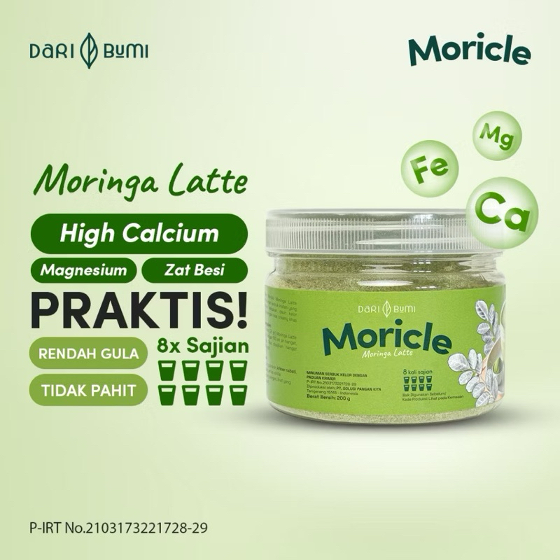

Dari Bumi Moricle Moringa Latte Minuman Bubuk Kelor Latte 200 Gram
