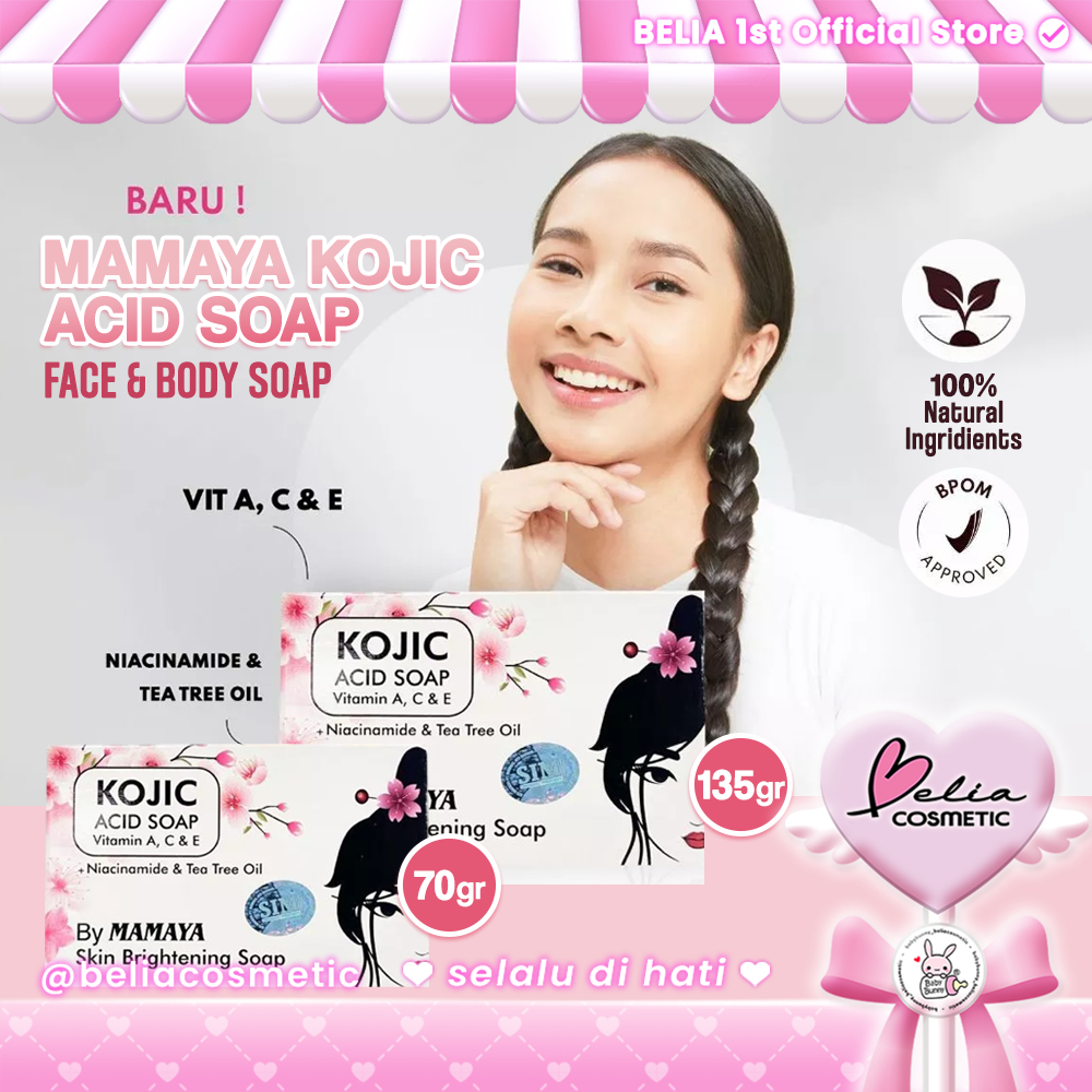 ❤ BELIA ❤ MAMAYA Kojic Acid Soap Vit.A, C & E Skin Brightening Soap 70g 135g | Sabun Pencerah Kulit