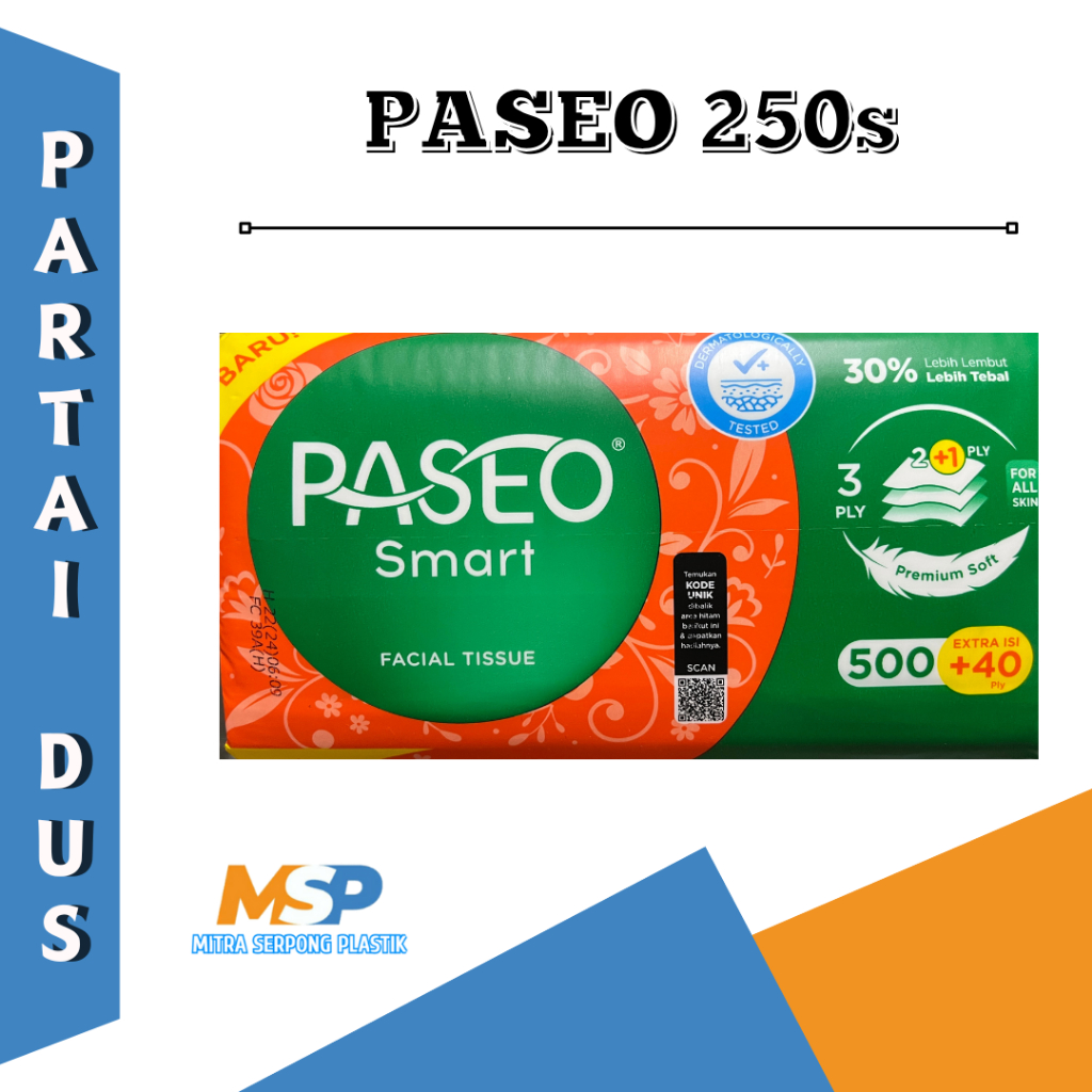 PARTAI DUS -  TISSUE PASEO FACIAL 250's  3PLY 1 DUS ISI 48 PACK