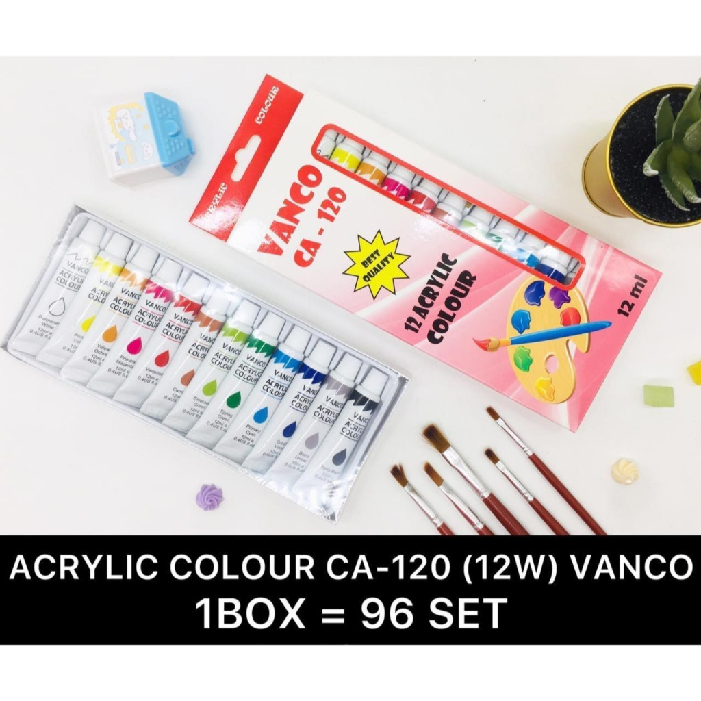 

CAT AKRILIK VANCO CA-120 / 12 WARNA ACRYLIC COLOUR ACRILIC COLOUR ALAT LUKIS LOMBA MENGGAMBAR MEWARNAI MELUKIS PEMULA & PROFESIONAL ALAT TULIS SEKOLAH KULIAH KANTOR ART MURAH / MITRA ABADI KATALOG JOGJA