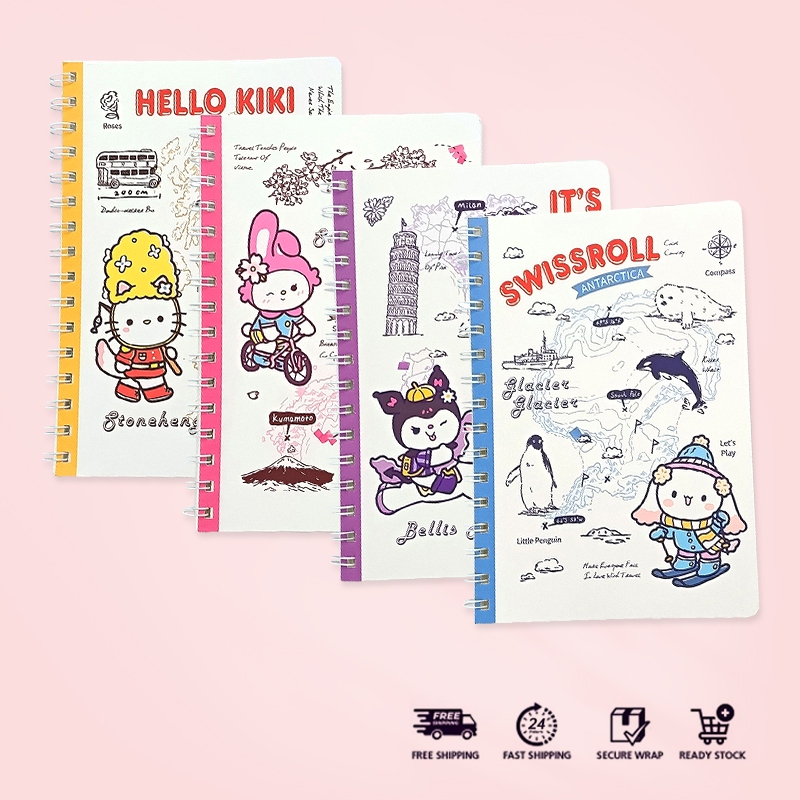 

Eeghrer 45PCS Buku Tulis Ring Motif A5 Buku Coil Sanrio lucu Buku Catatan Kreatif