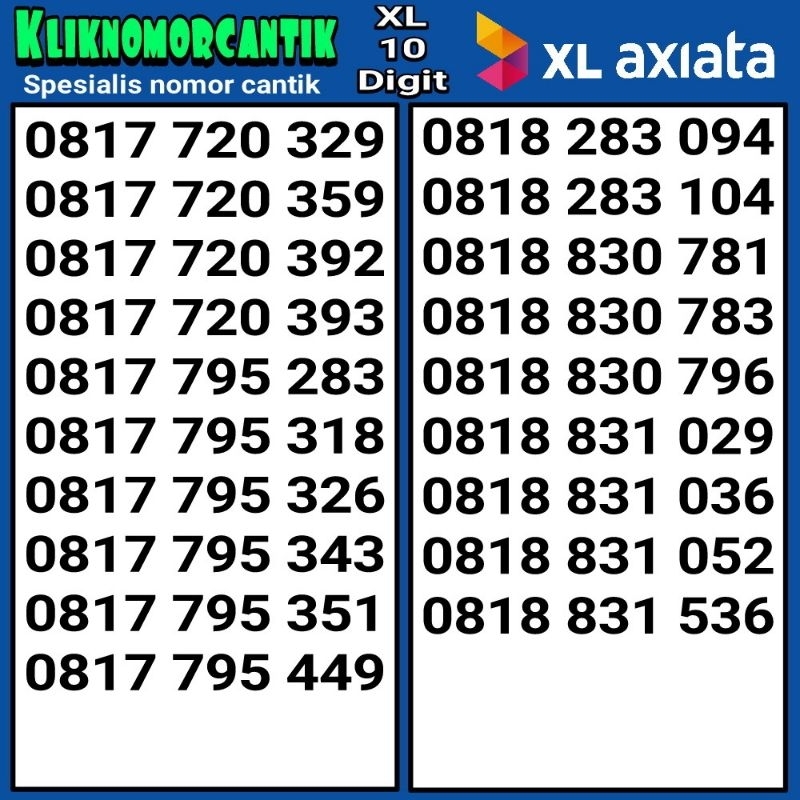 Nomor Cantik XL 10 digit Kartu perdana XL 10 digit.2