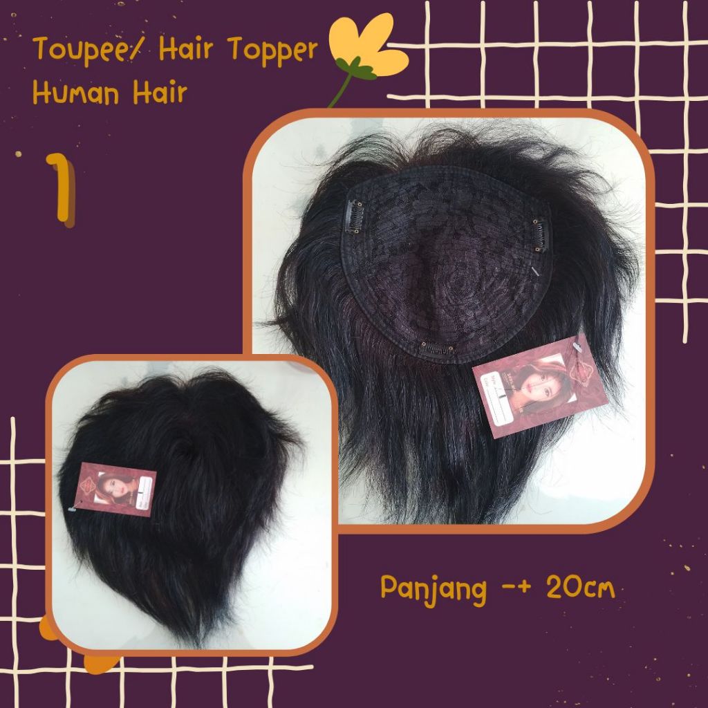 Toupee/ Hair Topper Human Hair Penutup Rambut Botak