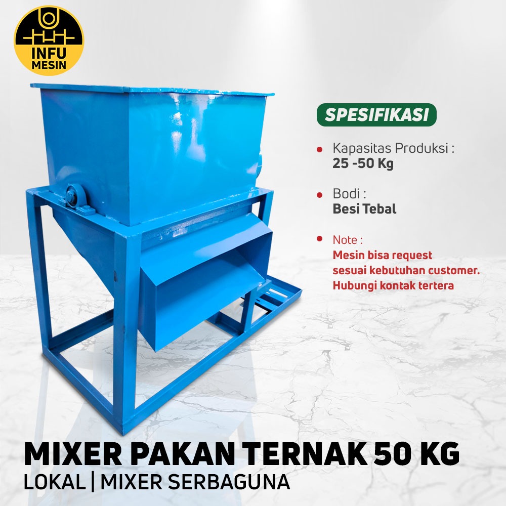 Horizontal Mixer Konsentrat 50 Kg Mesin Ribon Mixer Pakan Ternak